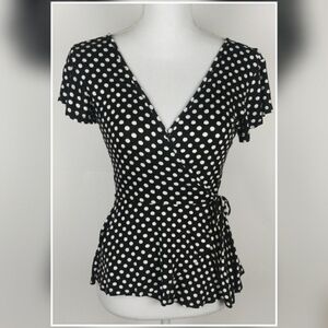 Good luck Gem polka dot wrap tie top size S